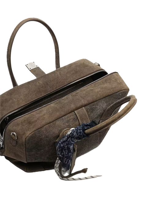Vita Bag media in pelle scamosciata verde militare con motivo floreale Golden Goose | GWA00833.A000919.35674MILITARY GREEN